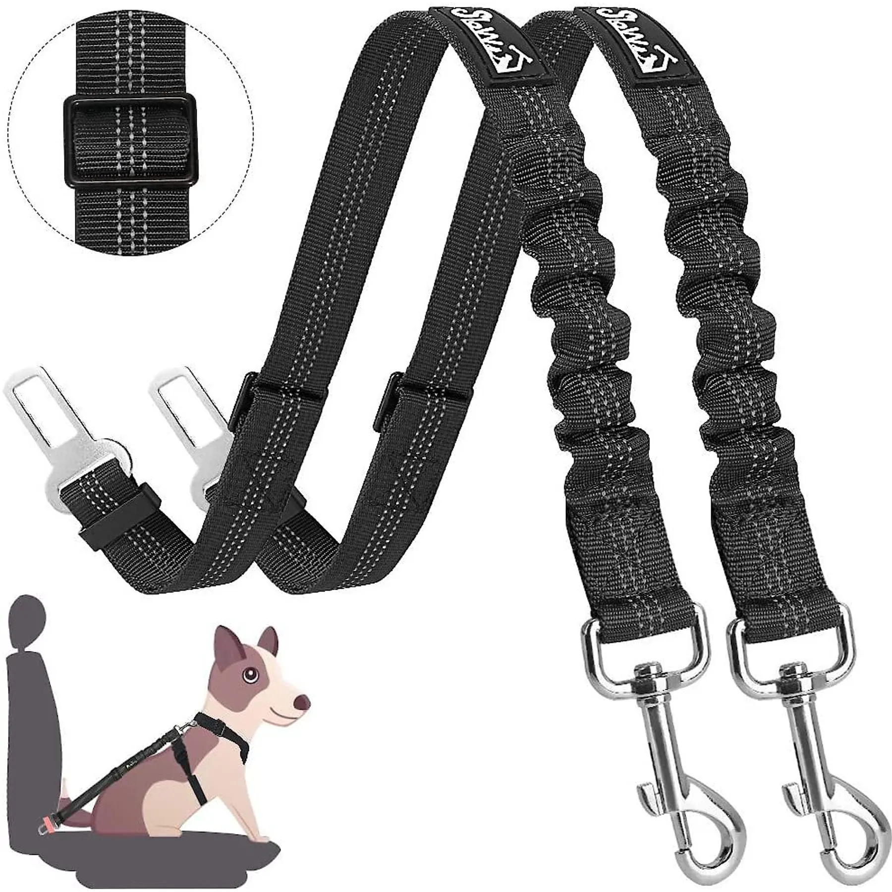 Wholesale Canine Seat Belt Harness Adjustable, Two Dog Car Seat