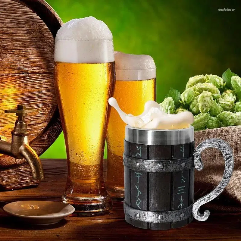 Mugs Beer Coffee Double Layer Warm In Winter And Cool Summer Large Capacity Thick 304 Steel Barrel For Drinks