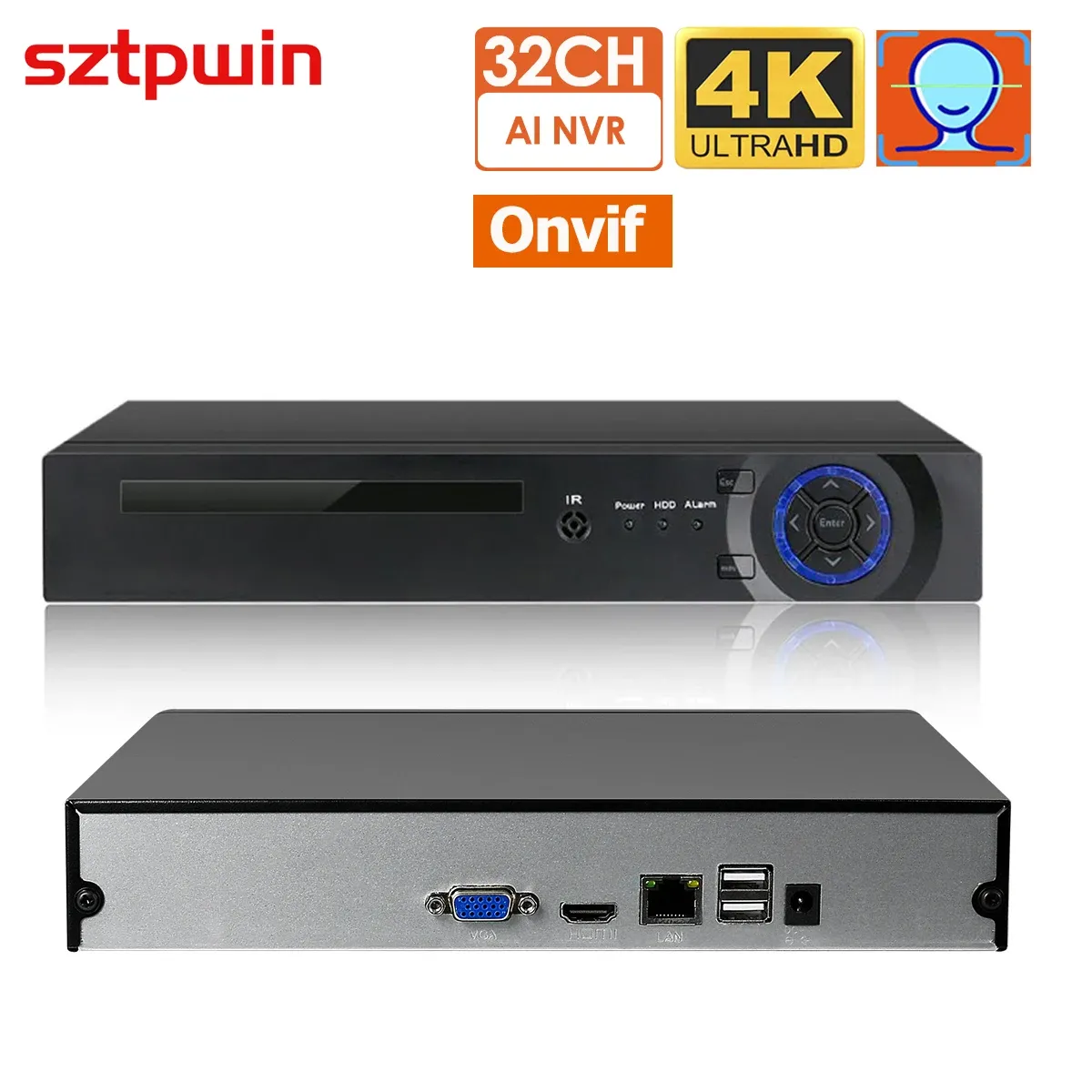 Objektiv 32Ch 16Ch 10ch 4K 8,0 MP H.265 NVR Recorder für HD 4K 1080p 3MP 4MP 5MP POE IP -Kamera NVR 802.3AF ONVIF 2.4 XMEYE App