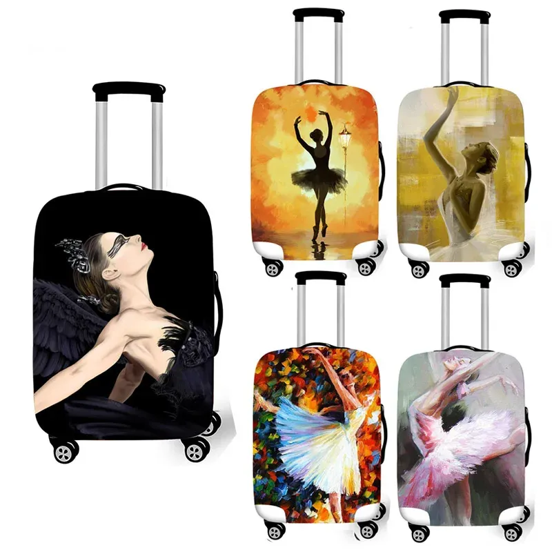 Accessories Elegent Ballet Swan Lake Print Luggage Cover Elastic Trolley Case Protective Cover Antidust Suitcase Covers Travel Accessories
