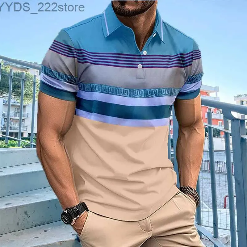 Mäns skjortor Heta Selling Herr Summer Short Sleeved Contrasing Shirt With Lapel Button Up Mens 3D Shirt YQ240422