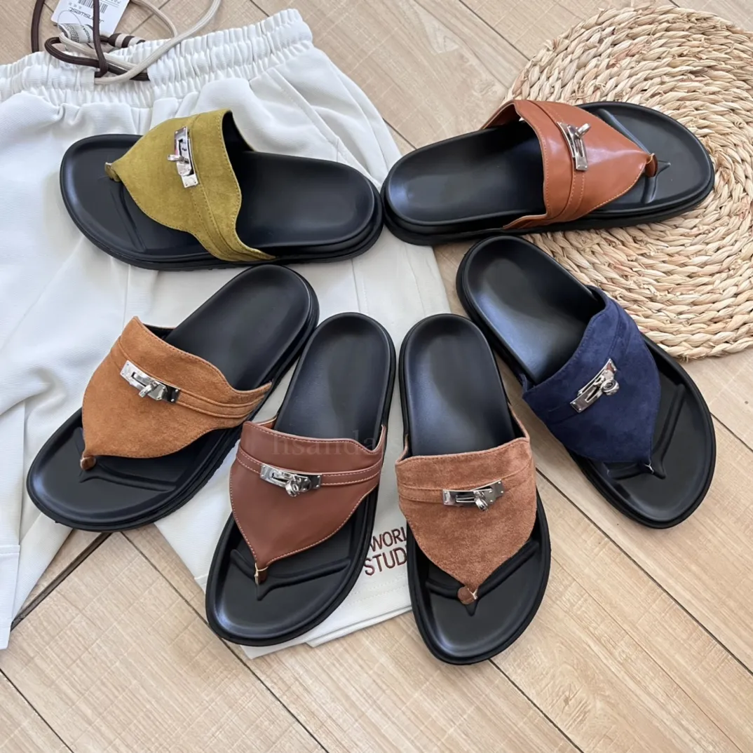 Luxurys Empire Summer Beach Slippers Designer Men Dames Sandalen schoenen Modemerk Leer Palladium Geplaatste Buckle Beach korting Heren Slippels Schoenen