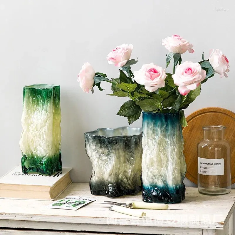 Vasen Nordic Ins Light Luxus Glasvase High-End-Sinn für Wohnzimmer weiße aquatische Blumenarrangement kleine dekorative Ornamente
