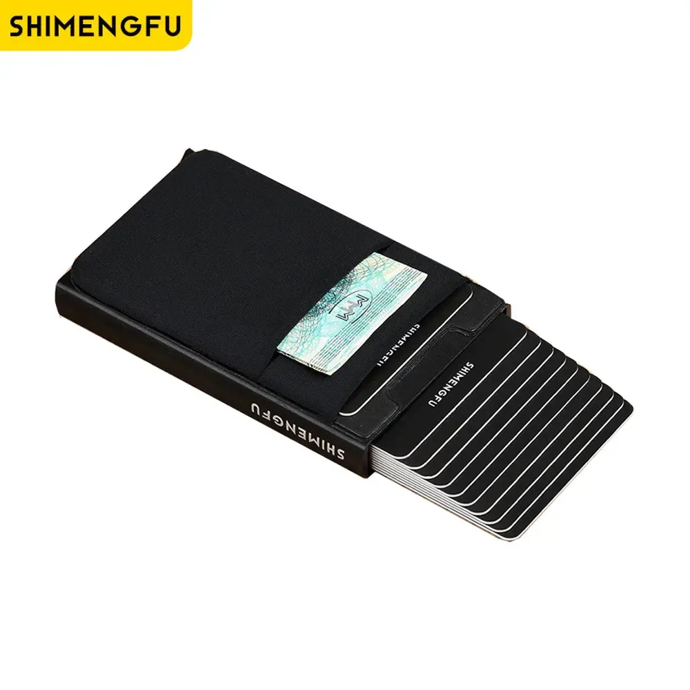 Holders Slim Metal Wallet With Elasticity Back Pouch ID Credit Card Holder Mini RFID Wallet Automatic Pop up Bank Card Case Purse