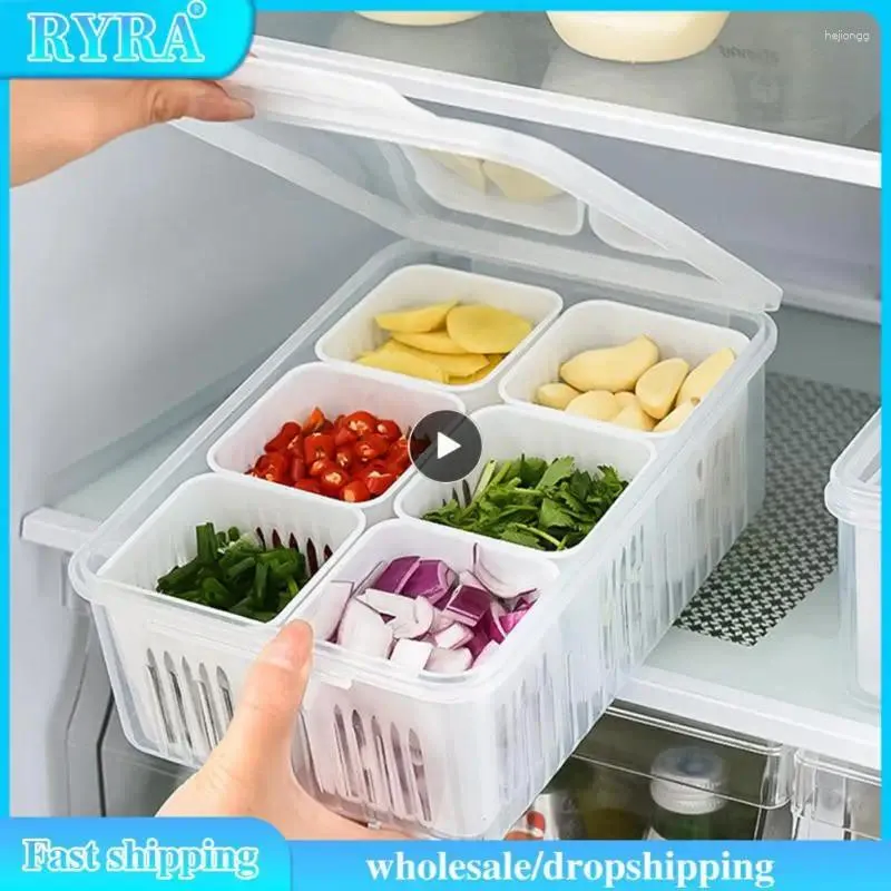 Lagringsflaskor kök fräscha lådan avtagbar stark tätning högkvalitativ delad design kylskåp hushåll multifunktion