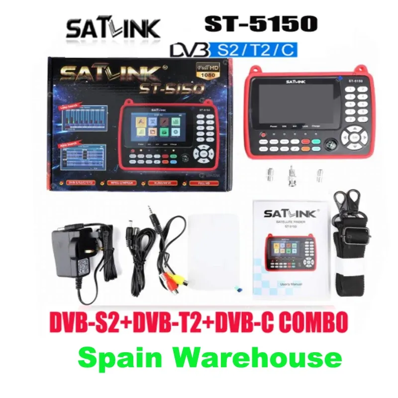 Mottagare Satlink ST5150 DVBS2/T2/C COMBO HD ST5150 Satellite TV Finder Meter H.265 MPEG4 Support QPSK16APSK VS GTMEDIA V8 Finder 2 Pro Pro