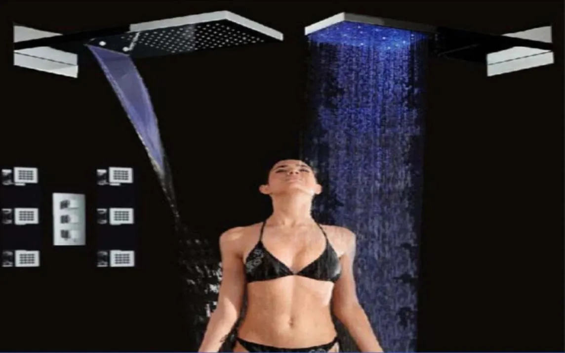 Promotion entière et commerciale LED Changement de couleurs de couleurs de douche cascadeur de douche Valve thermostatique 6 Jets de massage77536416653682