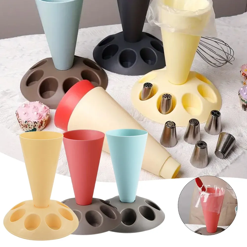 Moulds Piping Bag Nozzles Storage Rack Stand With 8 Slots Large Capacity Pastry Bag Mounting Holder Organiser Baking Accessories