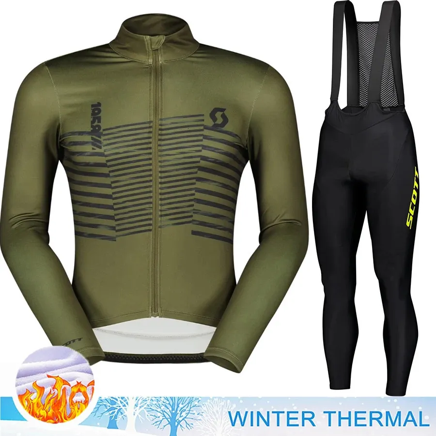 Scott Cycling Roupos Tricuta Man camisa profissional Jersey Winter Thermal calças de gel de gel de camisa de bicicleta