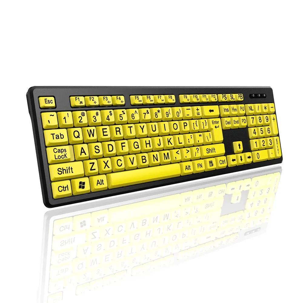 Keyboards Wired Keyboard Large Character Keyboard for Elderly USB Large Key Design Quiet Typing for Elder Visually Impaired Users