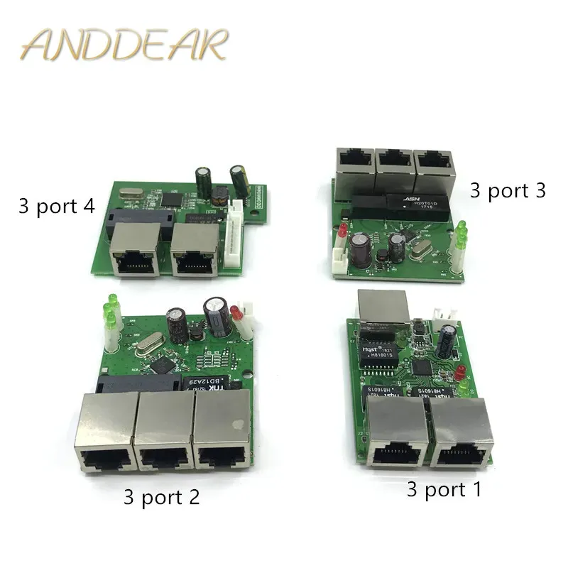 مفاتيح OEM Factory Direct Mini Fast 10 / 100Mbps 3 Port Ethernet Network LAN HUB Switch Board Twolayer PCB 3 RJ45 5V 12V Port