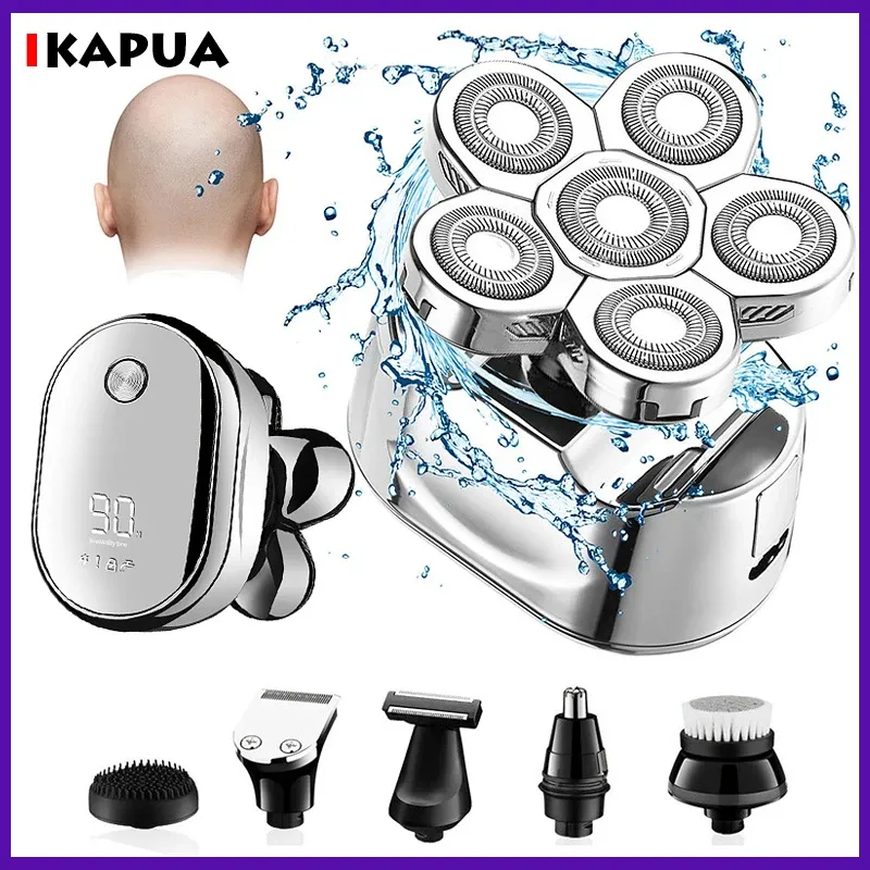 Clippers 6 Blade Powerful Digital Display Electric Shaver Hair Trimmer Beard Electric Razor Wet Dry Facial Body Balds Shaving Machine Kit