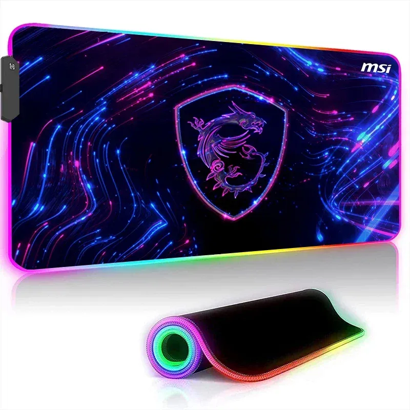 Pads MSI RGB Mouse Pad Gaming Accessoires Led MousePad Gamer Computer Desk Mat PC Cabinet Backboard Mats Rubber Extended Pads