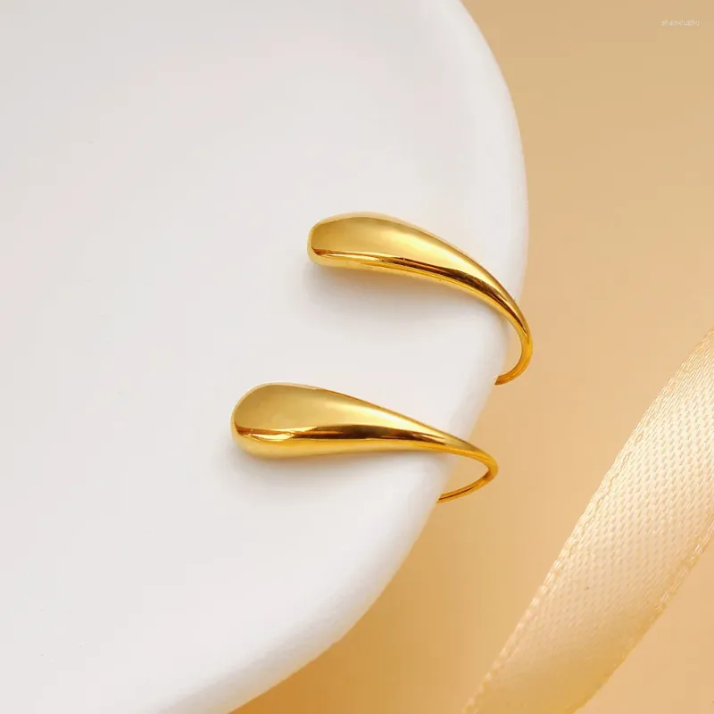 Boucles d'oreilles cerceaux minimalistes petites gouttes d'eau en métal forme de haute qualité 316L Bijoux d'oreille en acier inoxydable quotidien