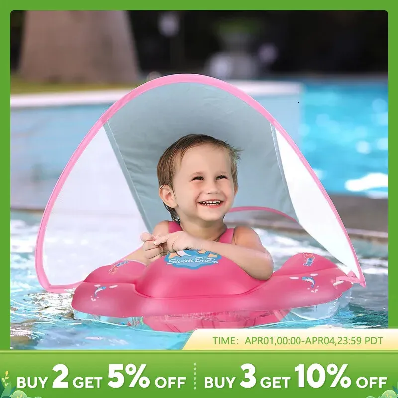 Baby natation flottant avec canopée infantile infantile pour enfants accessoires de piscine cercle de bain d'été Toys 240407