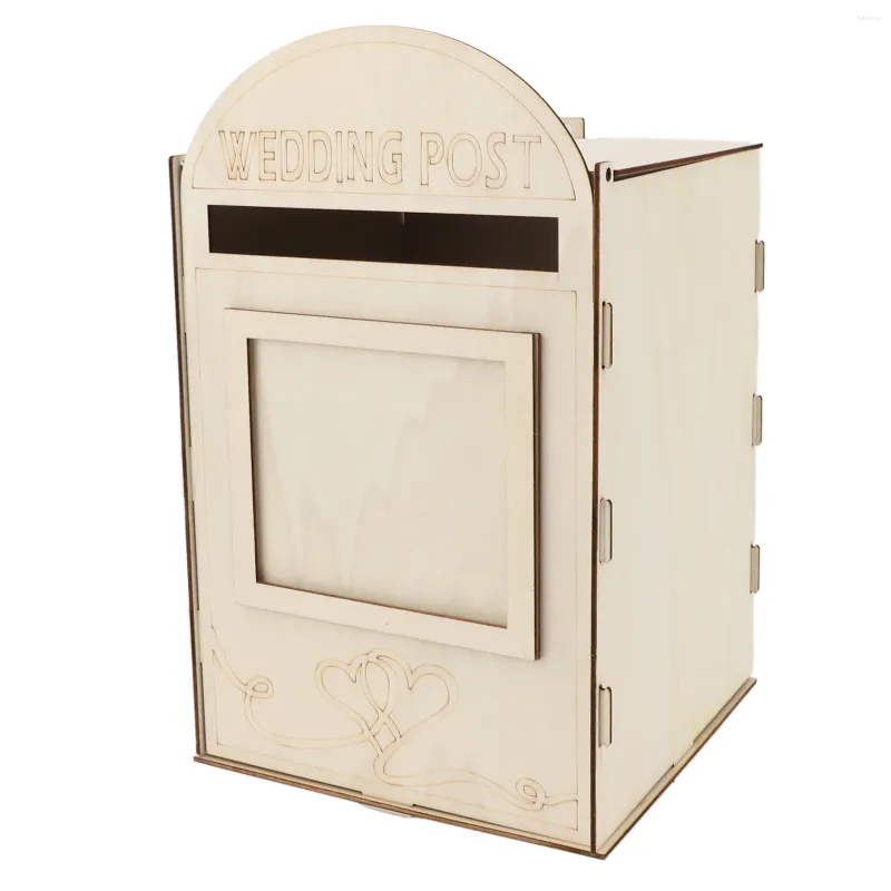 Party Supplies Diy Wood Wedding Bailbox Post Box With Lock Key för mottagningsjubileumsdekoration