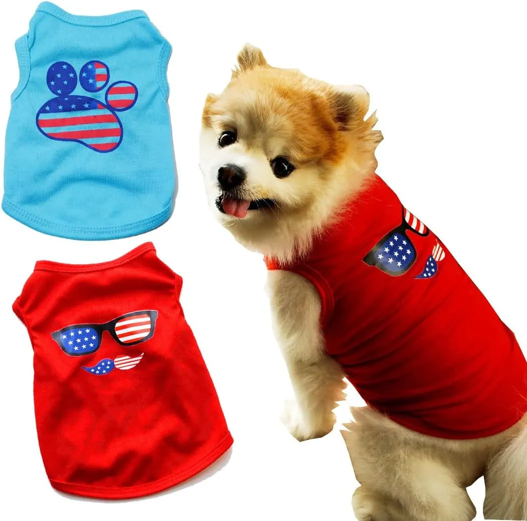Animal Tee Shirts: Pack Of Patriotic Pet Shirts, Lightweight