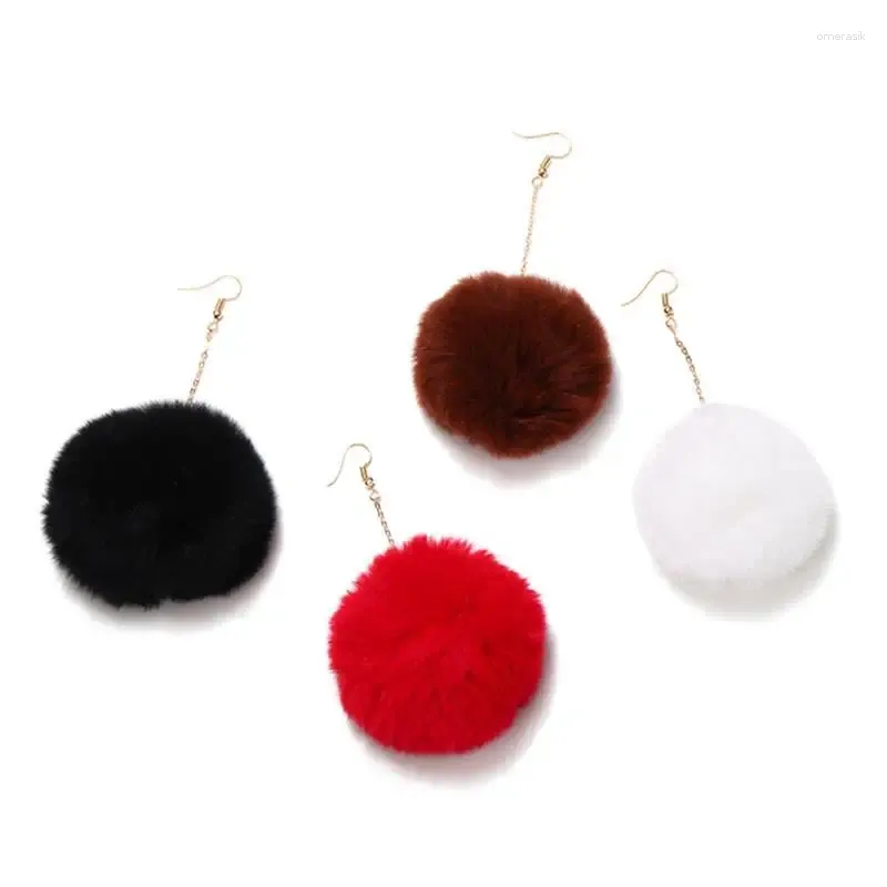 Boucles d'oreilles en peluche mode perle furpe Pompom goutte pour femmes bijoux oreille doux bijoux d'hiver cadeau bifère