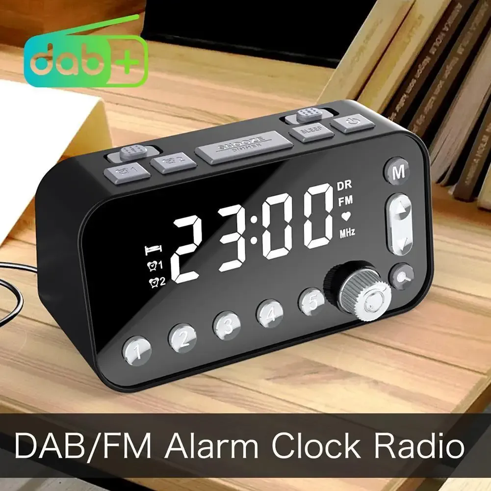 Rádio A1 Digital Desktop Despertador Dual Dual Charging Porta de carregamento LED Display Dab FM Radio