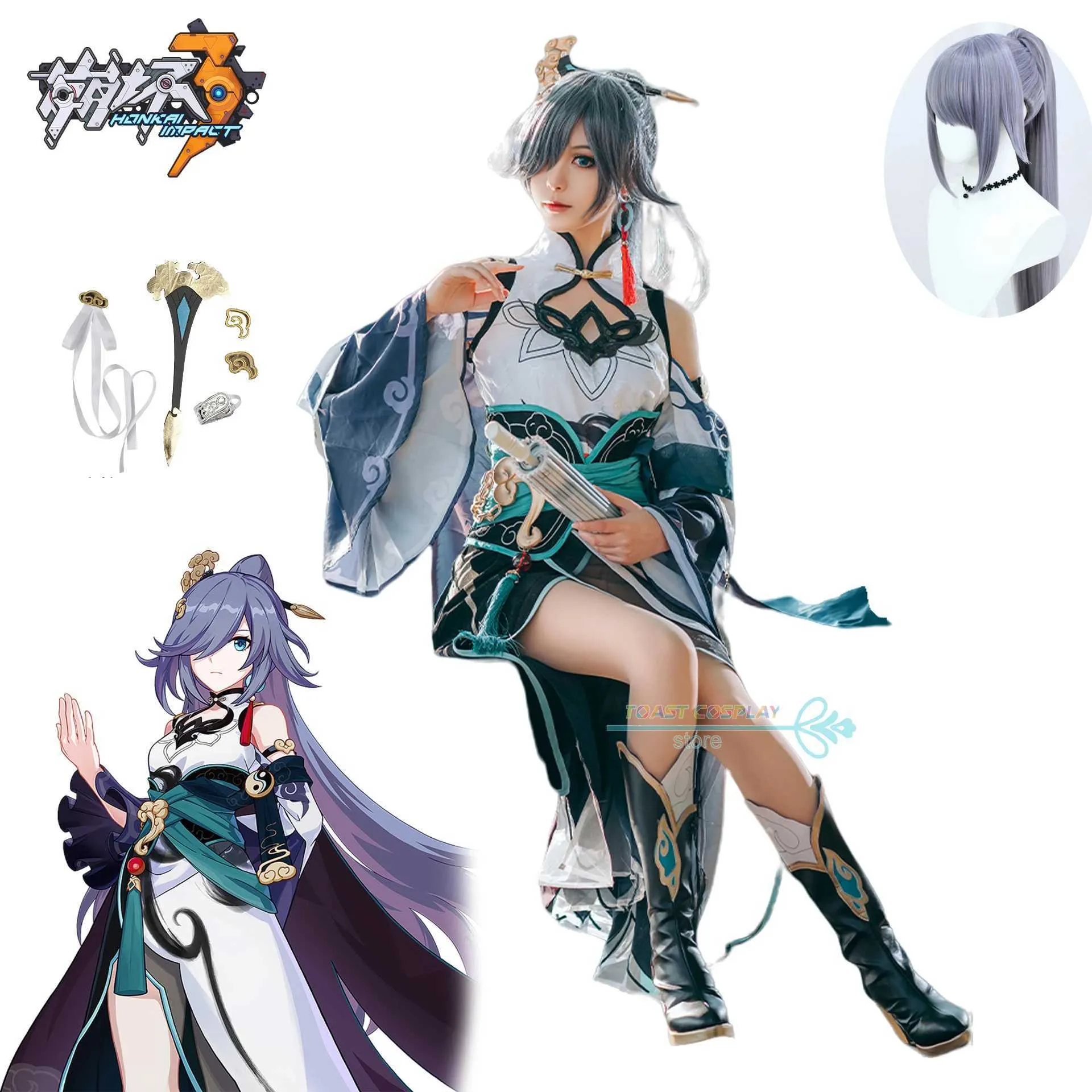 Anime Costumes Fu Hua Cosplay Game Honkai Impact 3rd Cosplay Come Anime Stroje Honkai Impact 3 Kobiety cosplay dla Hallown Carnival Party Y240422