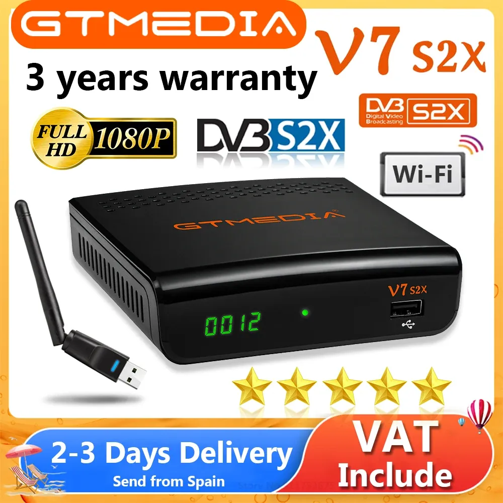 Ricevitori Originale GTMedia V7 S2X Ricevitore satellitare V7 S5X con USB WiFi 1080p Upgrade Full HD di GTMedia V7 HD dalla Spagna