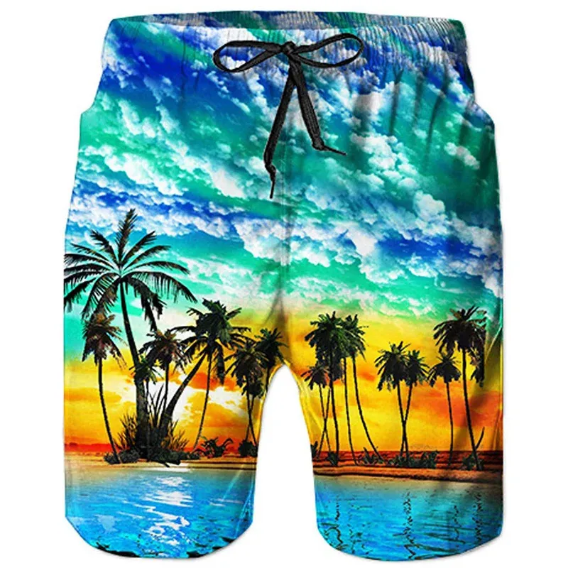 Strand shorts byxor bytesdräkt tropisk 2023 sommar casual mens badstammar 3d tryckt bräde cool is ropa hombre 240417