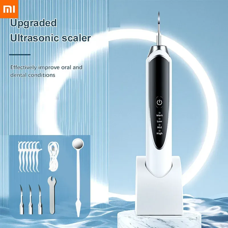 Nettoyeurs Xiaomi Ultrasonic Dental Electric Scaleur With Light Calculus Plaque Tache Remover 48000Hz Tartar Nettoyer D des dents