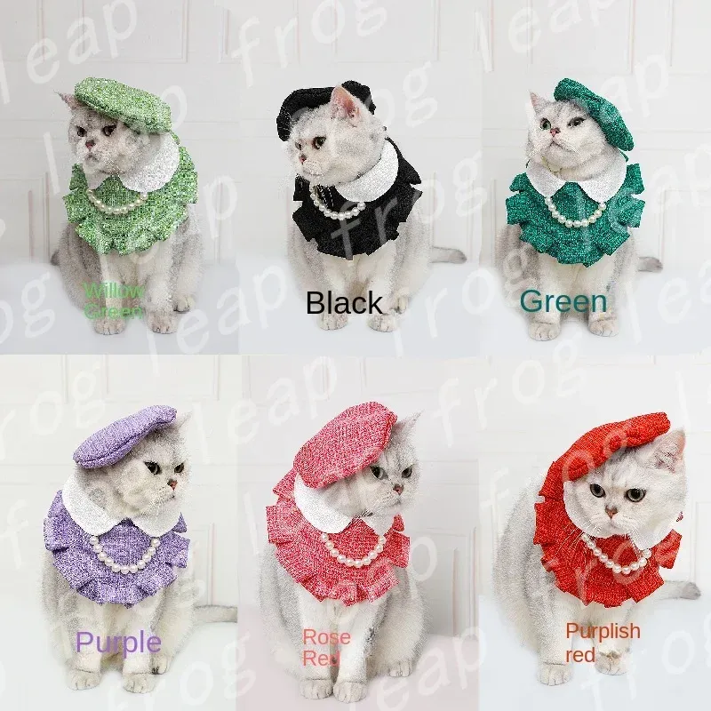 Accesorios Hombo de pandana de la novela de Navidad para gatos Collar Collar de mascotas Pintor de muñeca Hat de la muñeca Cat Babista para Navidad para Navidad