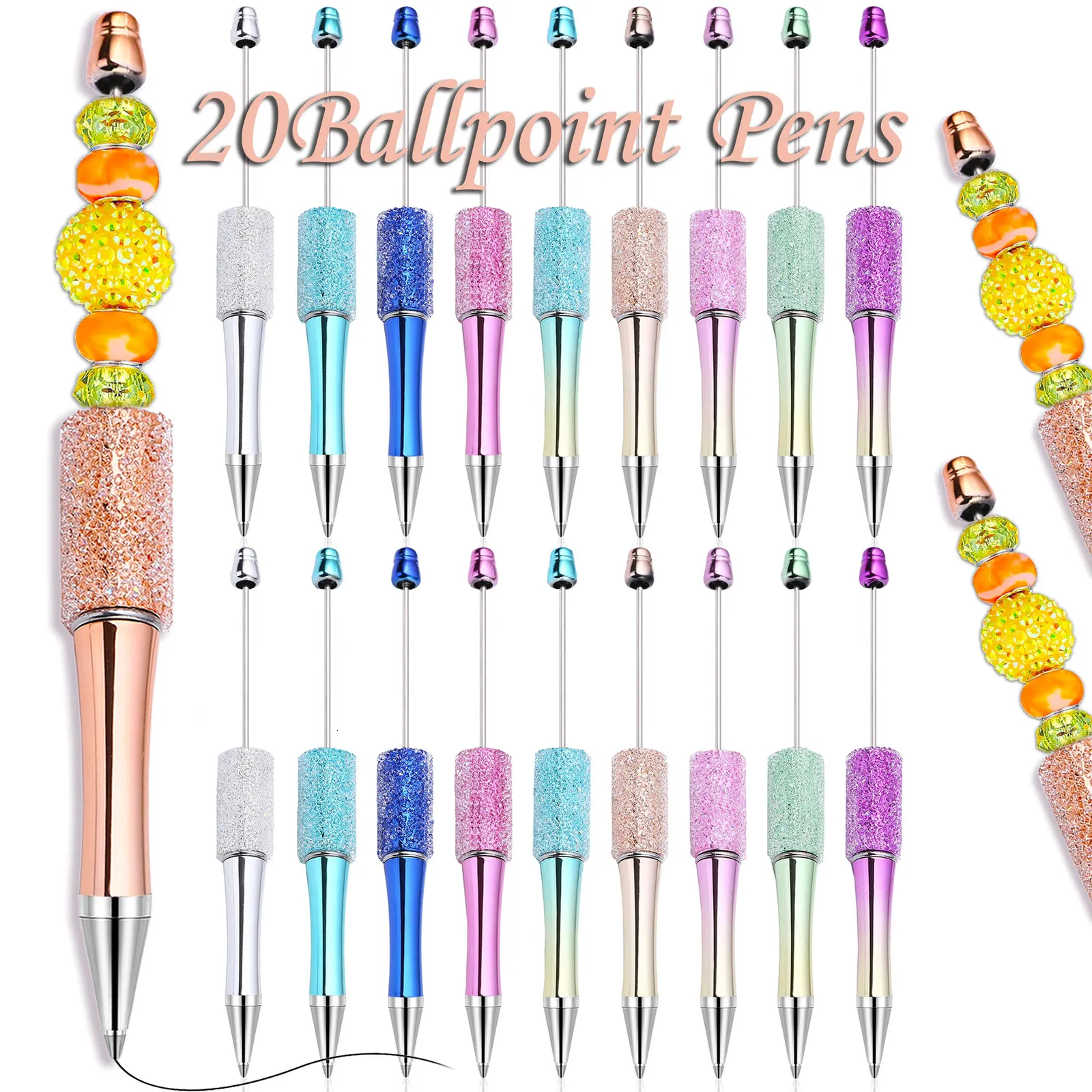 20st Sugar Star Beded Pen Creative DIY BeaBaBable Ball Point Pennor Handmade klistermärke Set Diamond Pärled Ballpoint Penns 240422