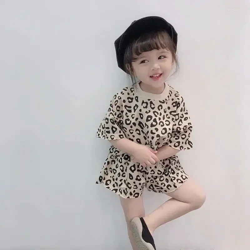 Clothing Sets Baby Girls Cotton Clothes Infant Leopard Print Tshirts Shorts 2Pcs