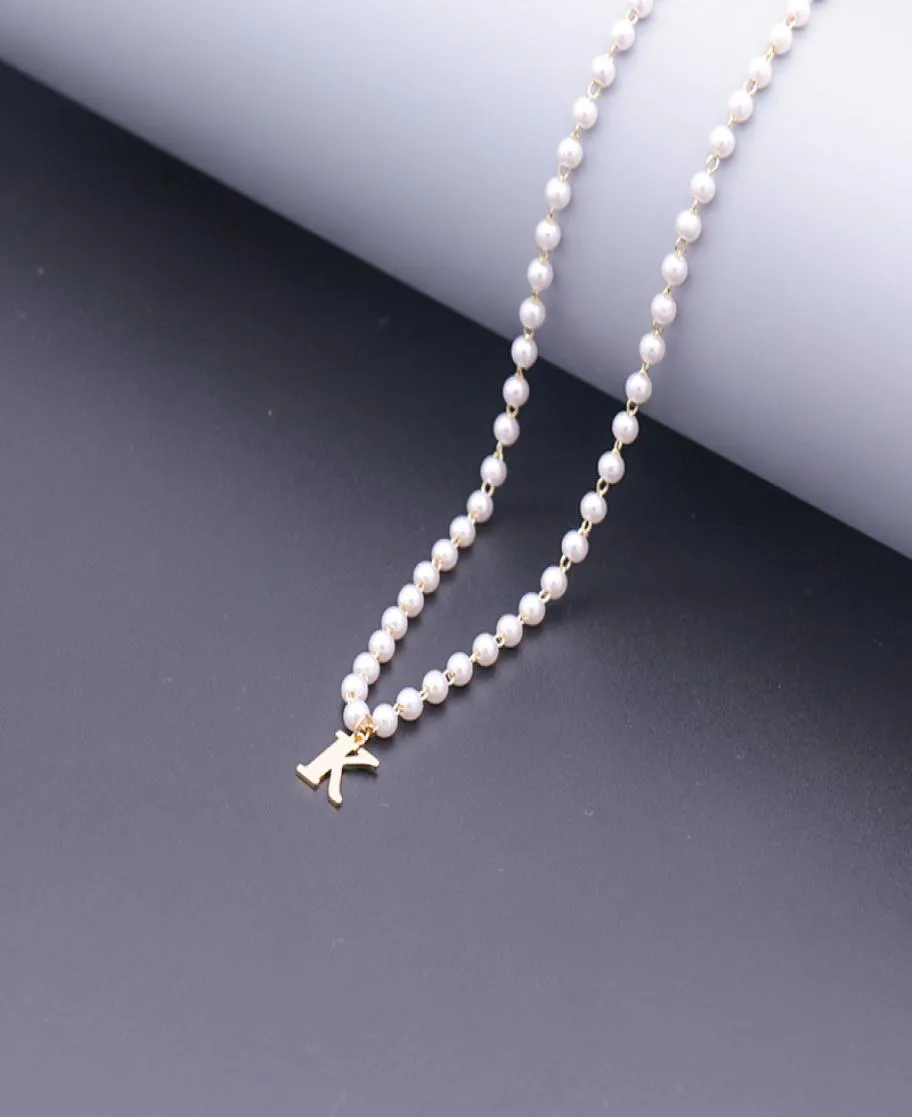 Nom de la lettre AZ initiale Pendant collier perlé bijoux Bridesmaid ou fleur de fleurs cadeaux8176912