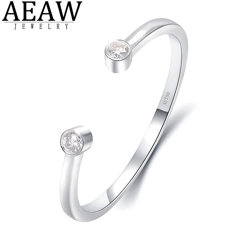 Ringe aeeAW 14K Weißgold rund 0.06ctw CVD HPHT Lab