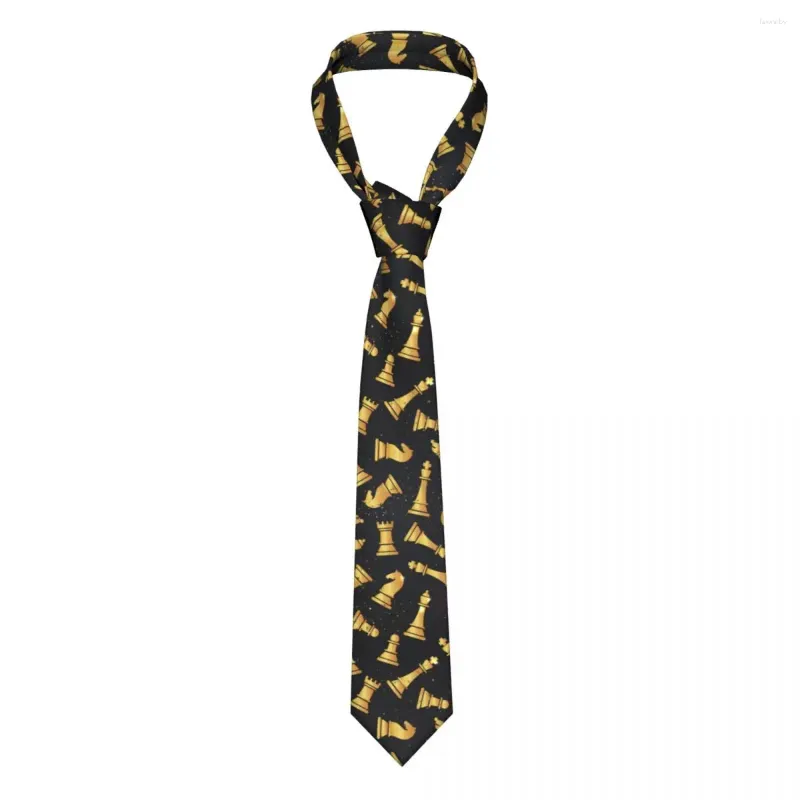 Bow Ties Golden Chess Pieces Tie pour hommes Femmes Accessoires de vêtements en colonne