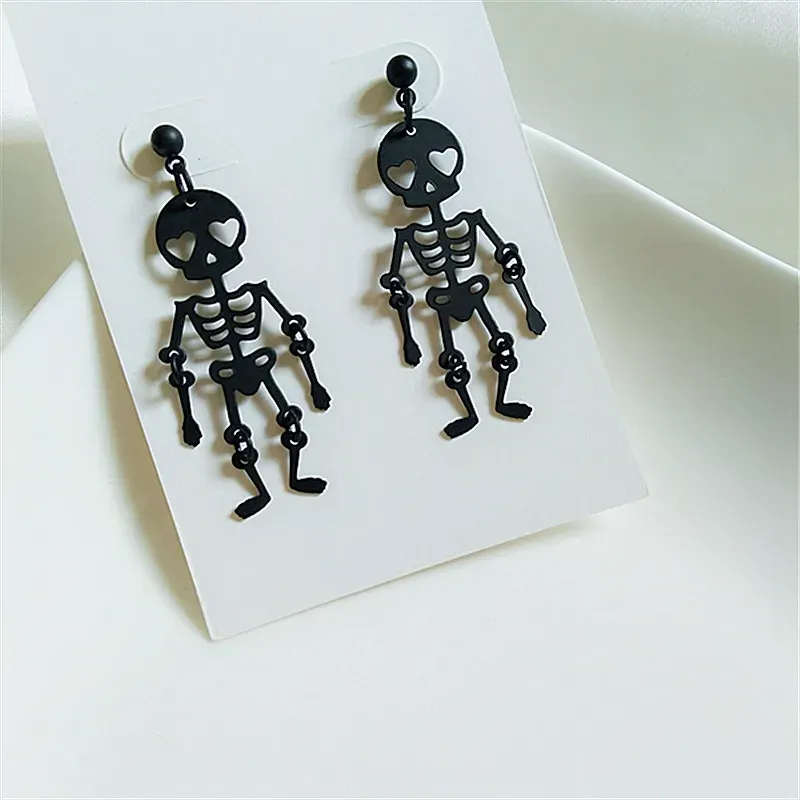 Orecchini da 10 coppie / lotto alla moda all'ingrosso Metal Painted Skull Skeleton Orecchini per donne