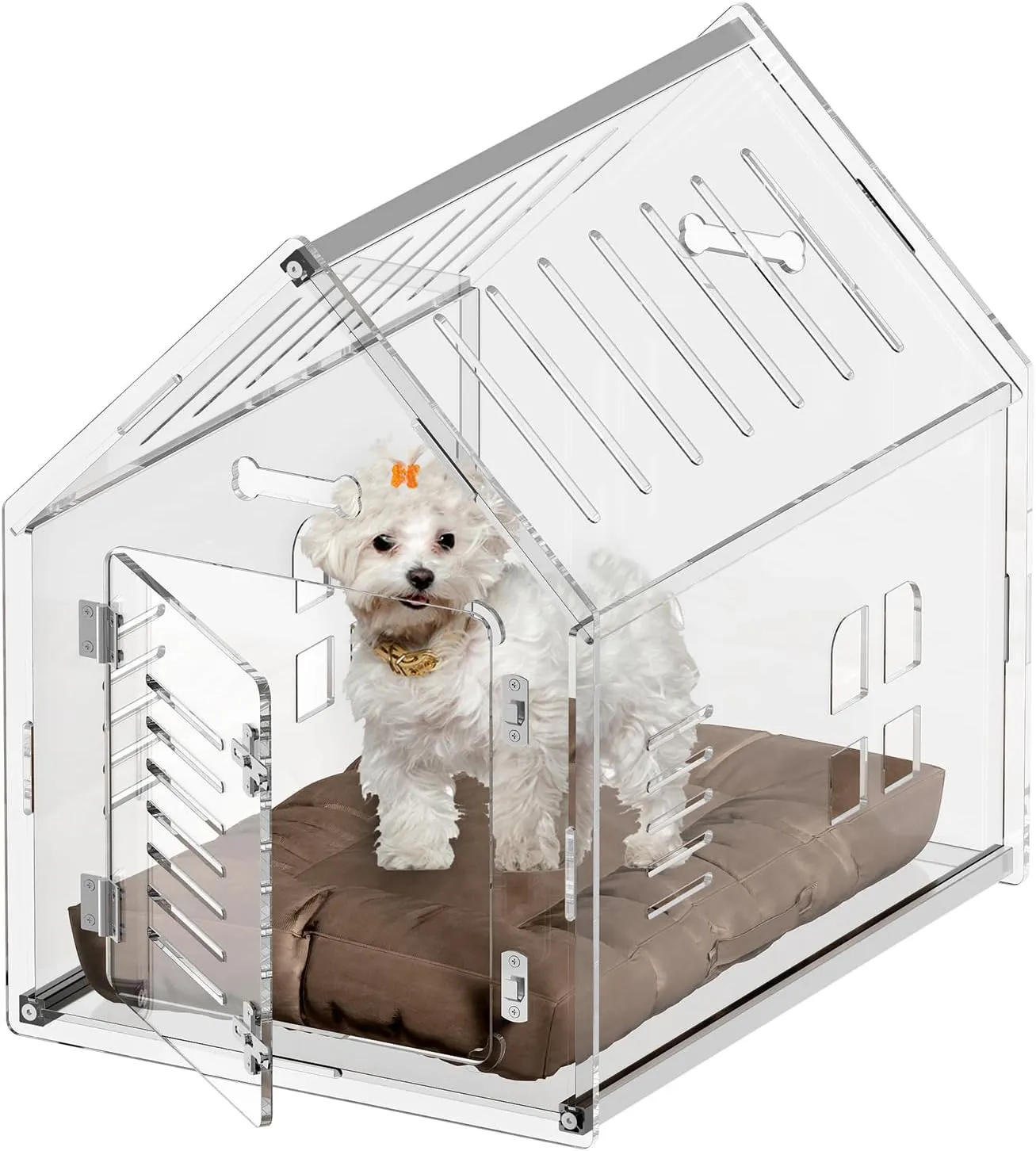 Sumerflos Acrylic Dog House Clear Indoor Dog House With Door, 24&