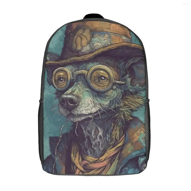 Backpack Dog Caricatures Women Polyester Workout Backpacks Lightweight Style School Bags Rucksack