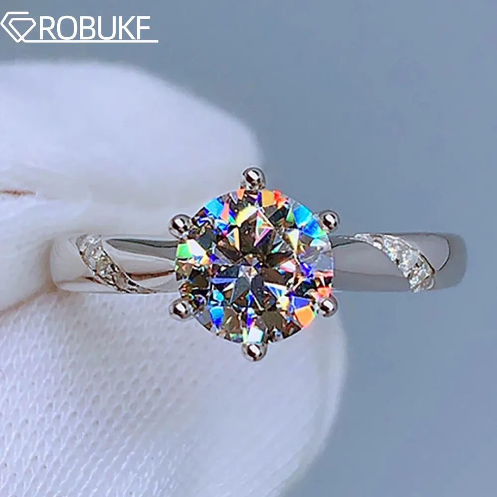 Pierścienie certyfikowane 0,53ct moissanite Pierścień dla kobiet D Color VVS1 Lab Diamond Solitaire Pierścienie zaręczynowe Obietnic Bejdia