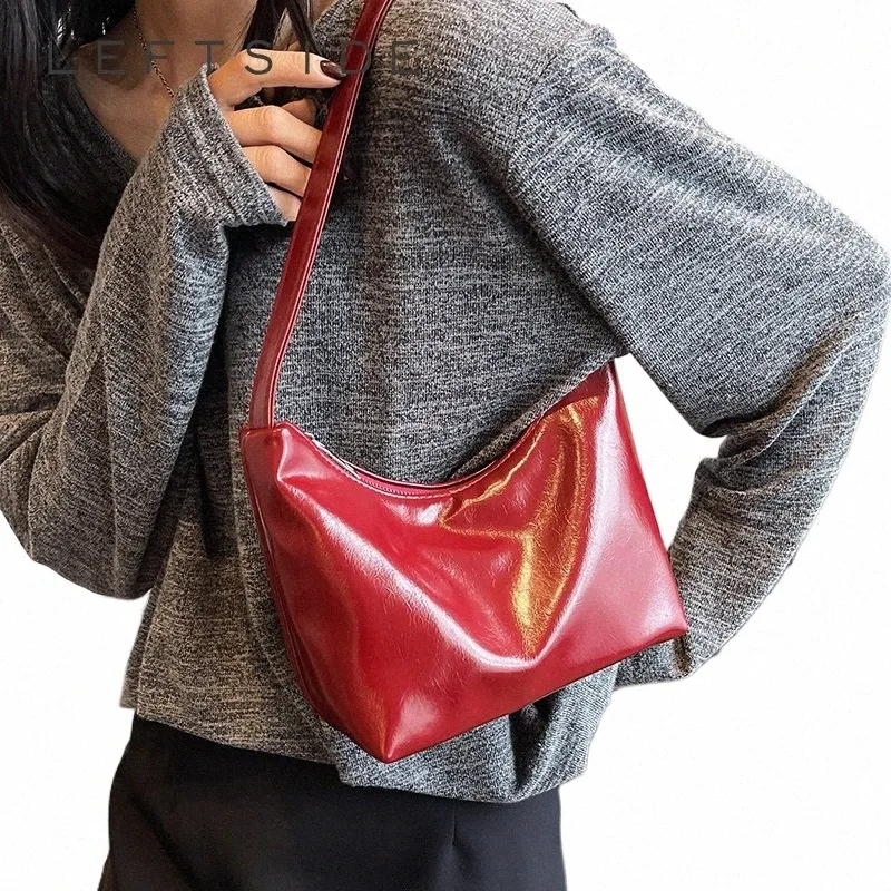 leftside Sier Pu Leather Shoulder Bags for Women 2024 Simple Y2K Korean Fi Handbags and Purses Small Underarm Bag t0sZ#