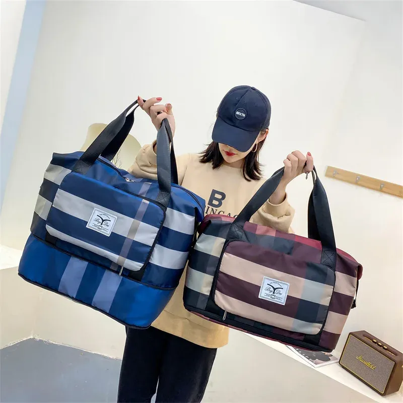 Sacs Plimable Plaid Travel Sac épaule grande capacité Business Weekend Sac Sac de fitness Sac de rangement à main