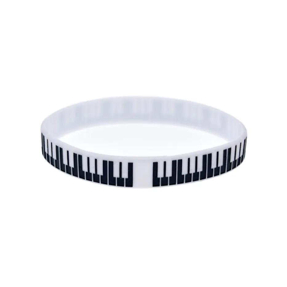 100 st piano key silikongummi armband bra att använda i alla fördelar gåva för musik fans2308