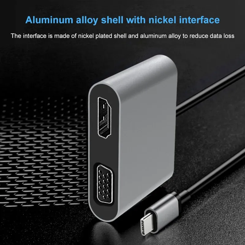 Nav Ny 4 i 1 Typec till HDComPatible 4K VGA USB C 3.0 Hub -adapter för MacBook Nintendo Samsung Dex Huawei Xioami 10 TV -adapter
