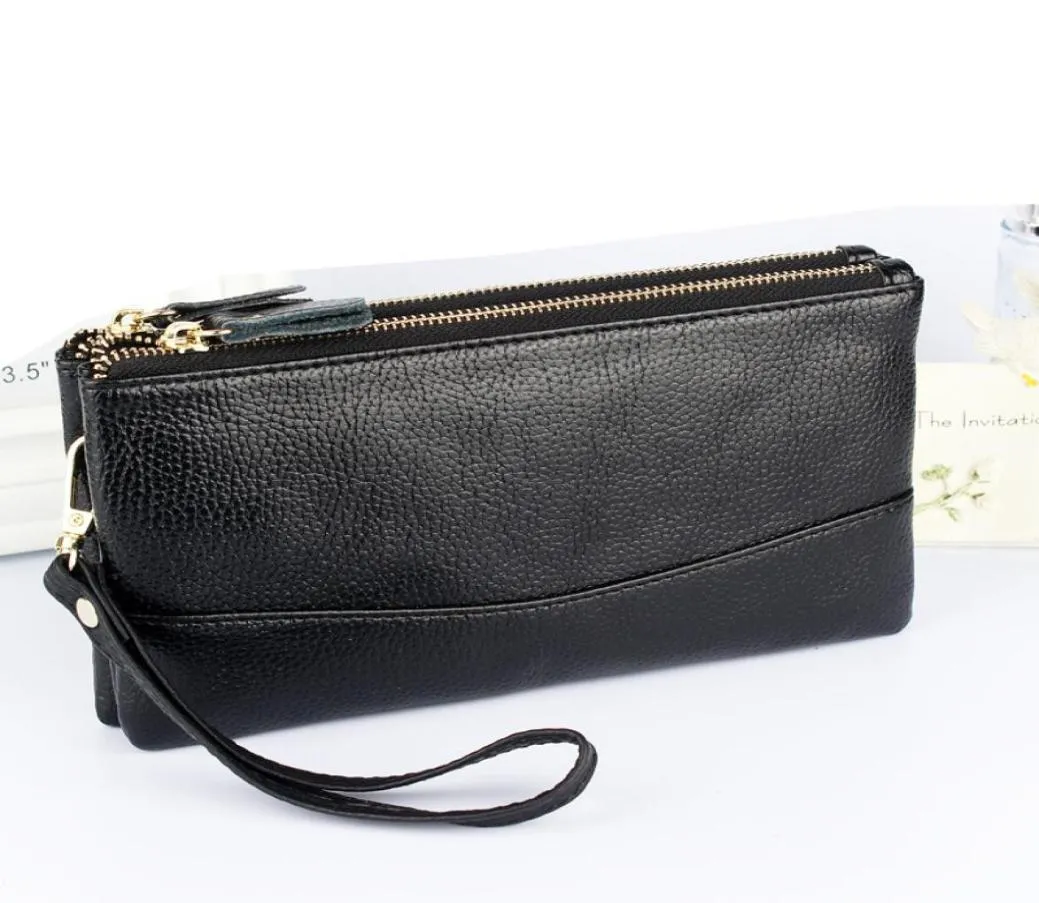 Hochkapazität Mode Frauen Brieftaschen lange polnische pu Leder Brieftasche Frauen Doppel Reißverschluss Kupplung Münze Geldbörse Ladies Wristlet2261923