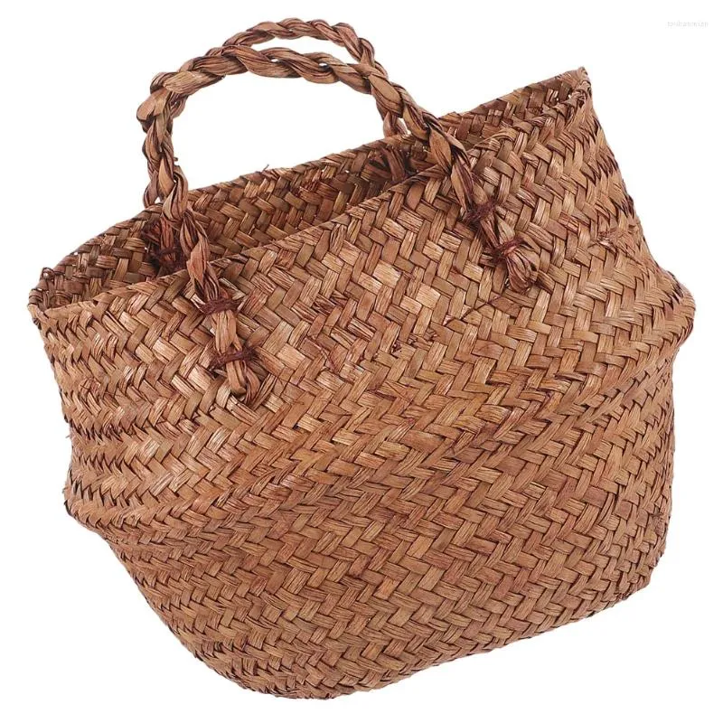 Storage Bags Seagrass Woven Flower Basket Hand Belly Indoor Planter Pots Baskets Flowerpot