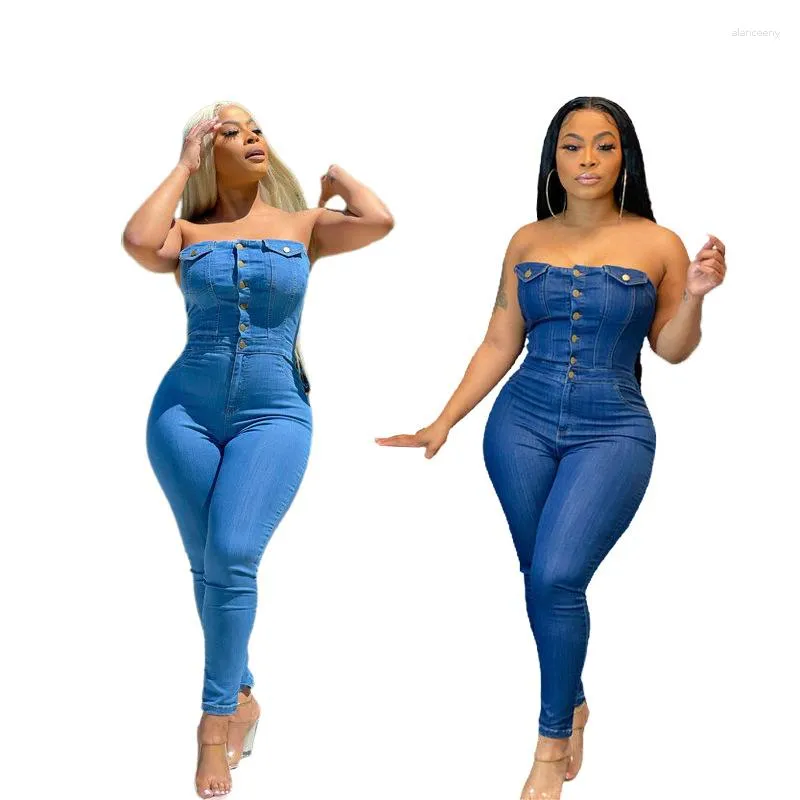 Kobiety Jumpsuits Kobiet dżinsowe dżinsy Skaski Bodycon Rompers Duży rozmiar