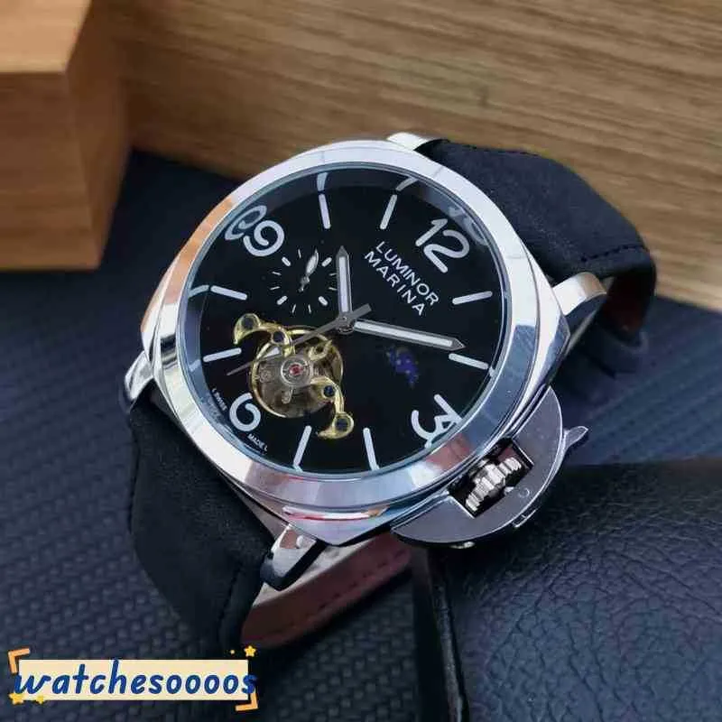 Nya automatiska mäns klockor Automatisk läderpanerai diameter 4 8 cm lyxiga vattentäta armbandsur rostfritt stål hög kvalitet