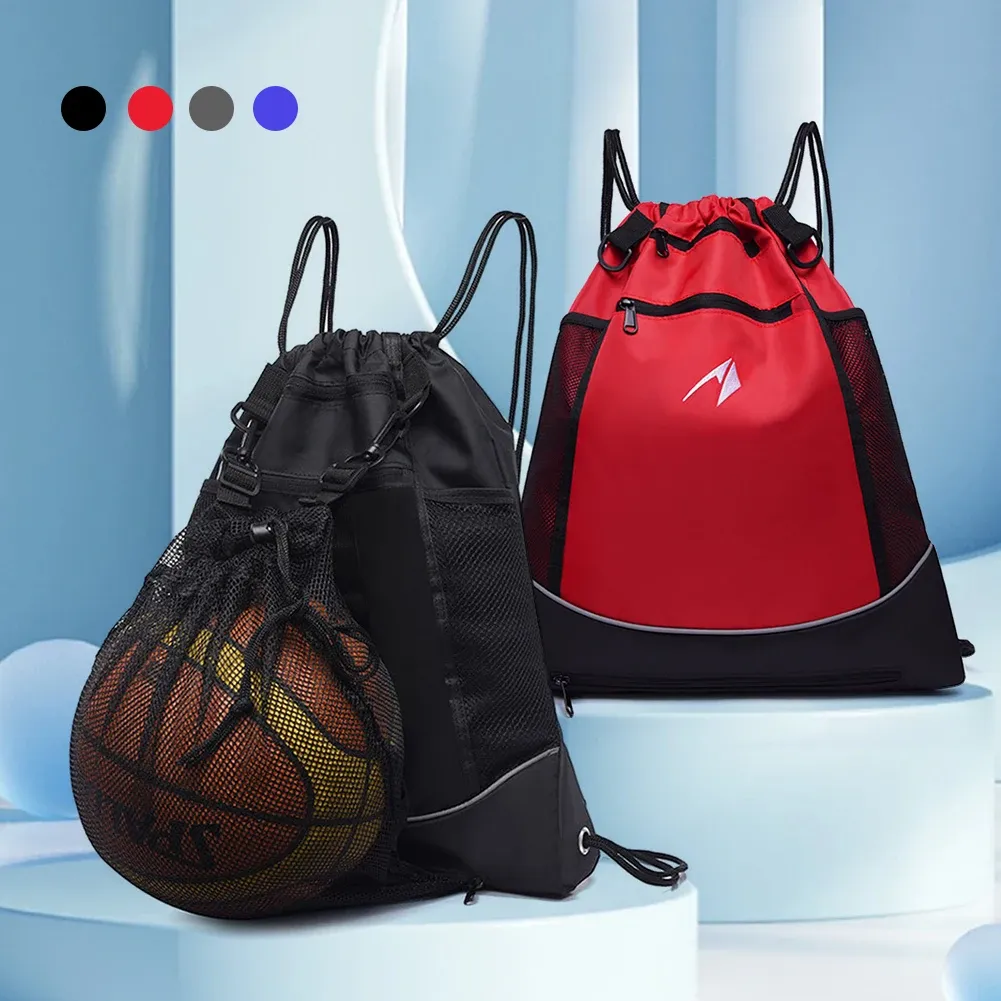 Sırt çantaları futbol net cep çantası çizim fitness spor basketbol sırt çantası taşınabilir büyük kapasiteli hafif açık hava spor çantası