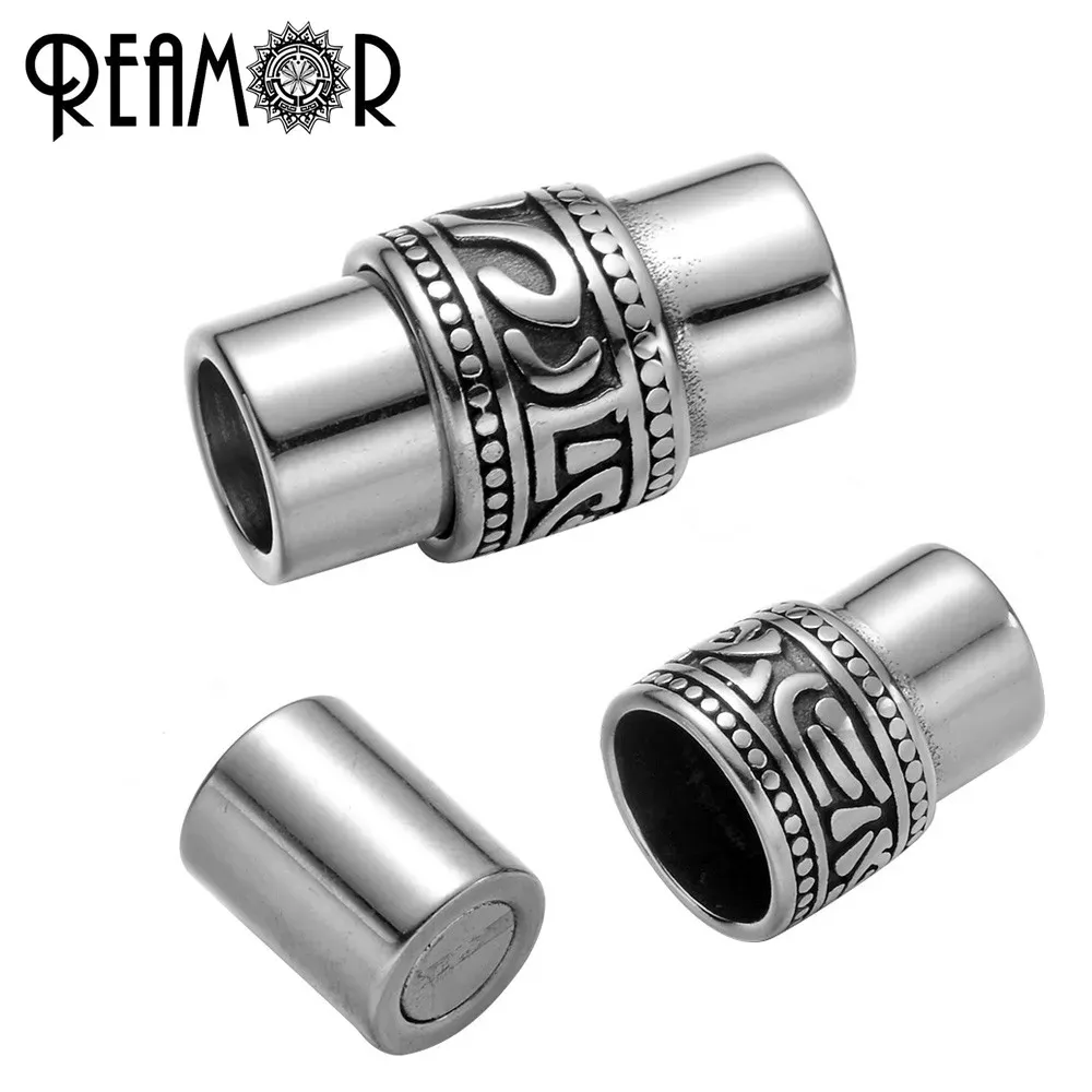 Strängar reamor 8mm 316L rostfritt stål läder armband magnetiska låsanslutningar charm totem magnet spännsmyckesresultat