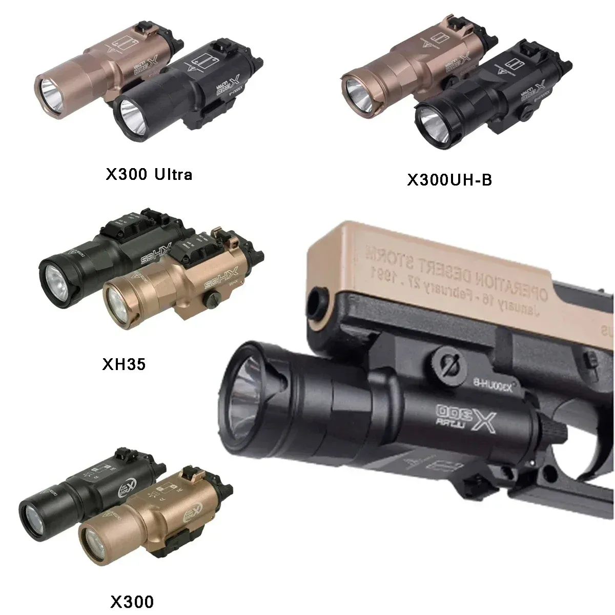 Scopes Tactical Surefire Masterfire Weapon Light X300UHB XH35 X300 X300U懐中電灯ピストルガンハンティンググロック19コルト1911 20mmレール