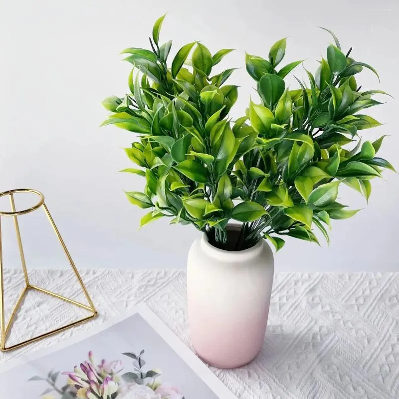 Decorative Flowers Green Artificial Plants For Garden Bushes Fake Grass Eucalyptus Orange Leaves Faux Plant Wedding Home Decoration 2024