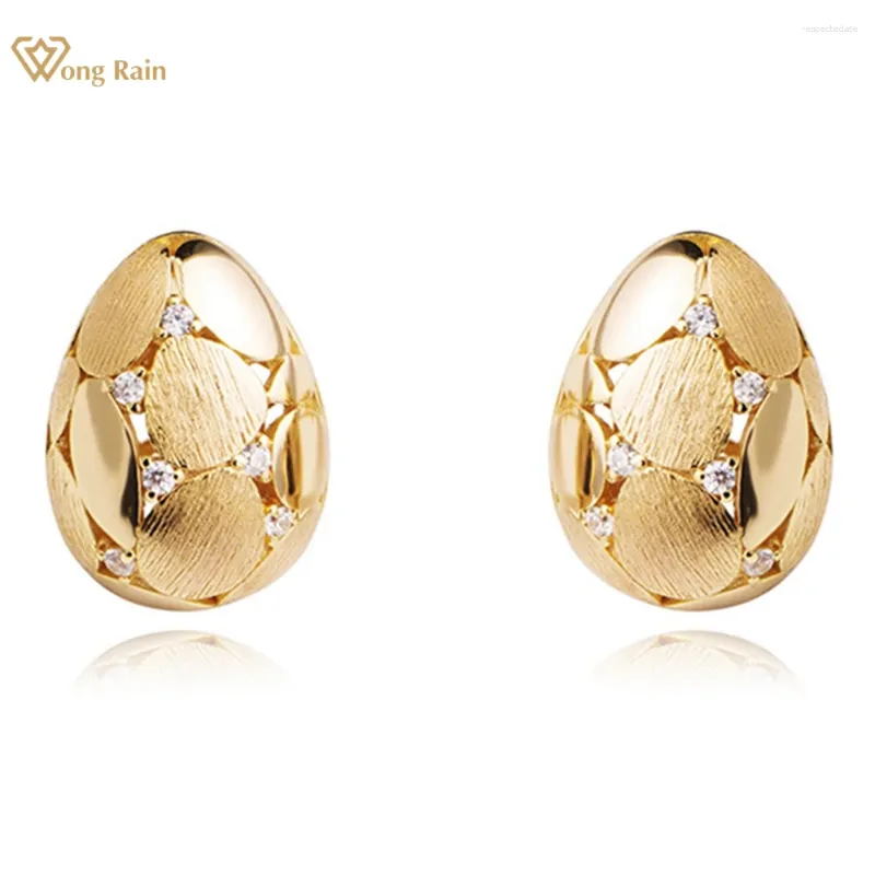 Pendientes de tachuelas Wong Rain 18K Gold 925 Sterling Silver Lab Sapphire Gemstone Personalidad Pear Ear Studs para mujeres Joyas finas
